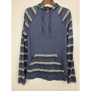 Tony Hawk Hoodie Sweatshirt Adult Small Blue Raglan Sleeve Striped‎ Pocket